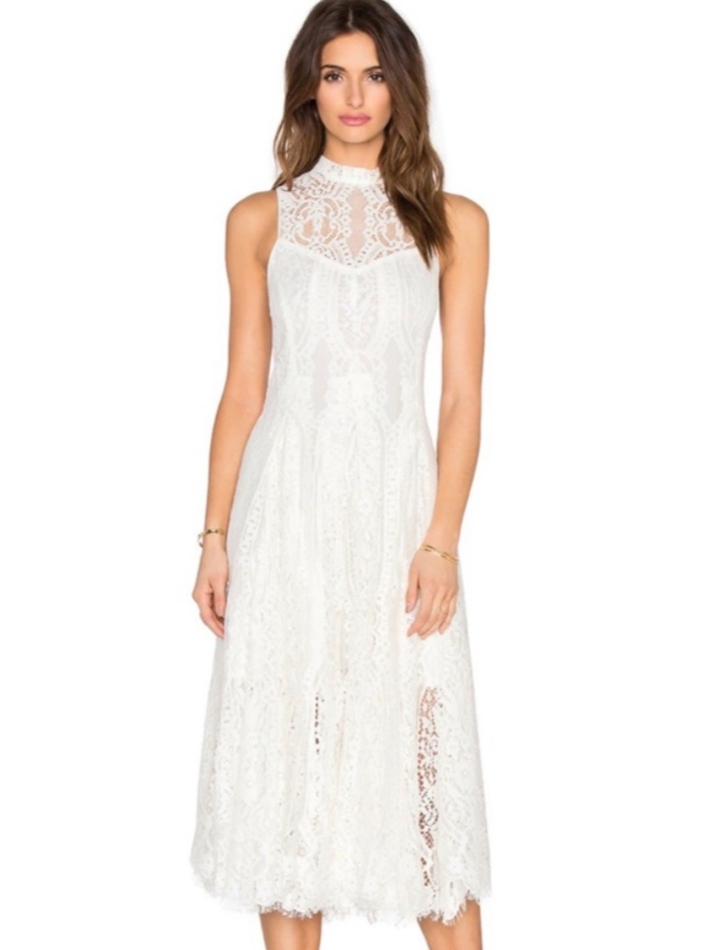 Free people white lace midi dress